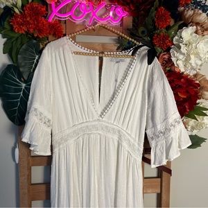 Baltic Born Rayne Deep V Neck White Maxi Dress